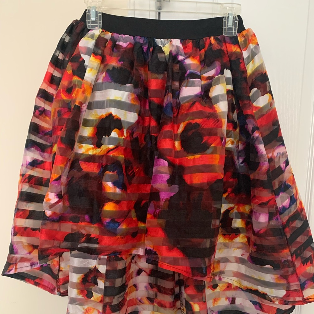 High-Low Sheer Multicolored Skirt